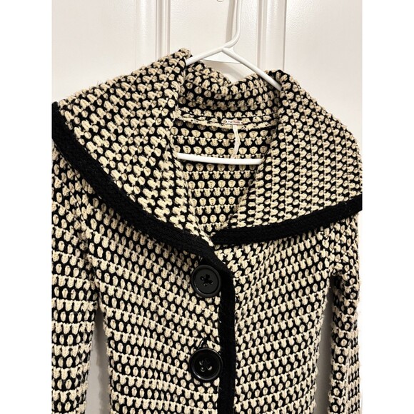 Free People women’s Vintage Brown XS Chunky Knit Wool Blend Button Sweater Coat - Picture 6 of 12